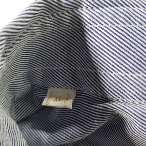 Brioni Mens 100% Cotton Italy Blue Casual Button Down Dress Micro Striped XL - Picture 6 of 10